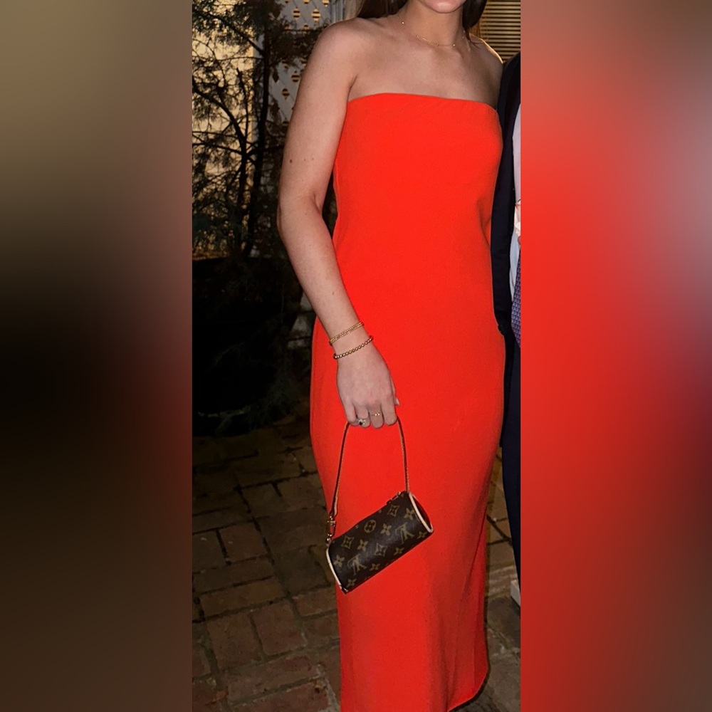 Strapless bright orange Amanda uprichard dress. Size S